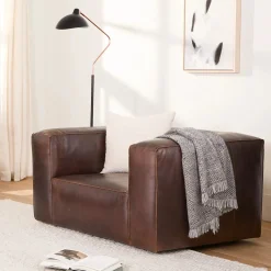 Cigar 44" Leather Swivel Lounge Chair - Indiana Brown