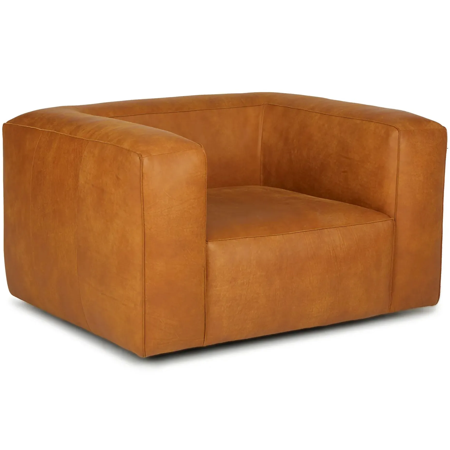 Cigar 44" Leather Swivel Lounge Chair - Rawhide Tan