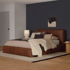 Cigar Queen Leather Storage Bed - Rawhide Brown