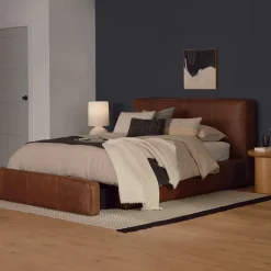 Cigar Queen Leather Storage Bed - Rawhide Brown