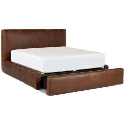 Cigar Queen Leather Storage Bed - Rawhide Brown