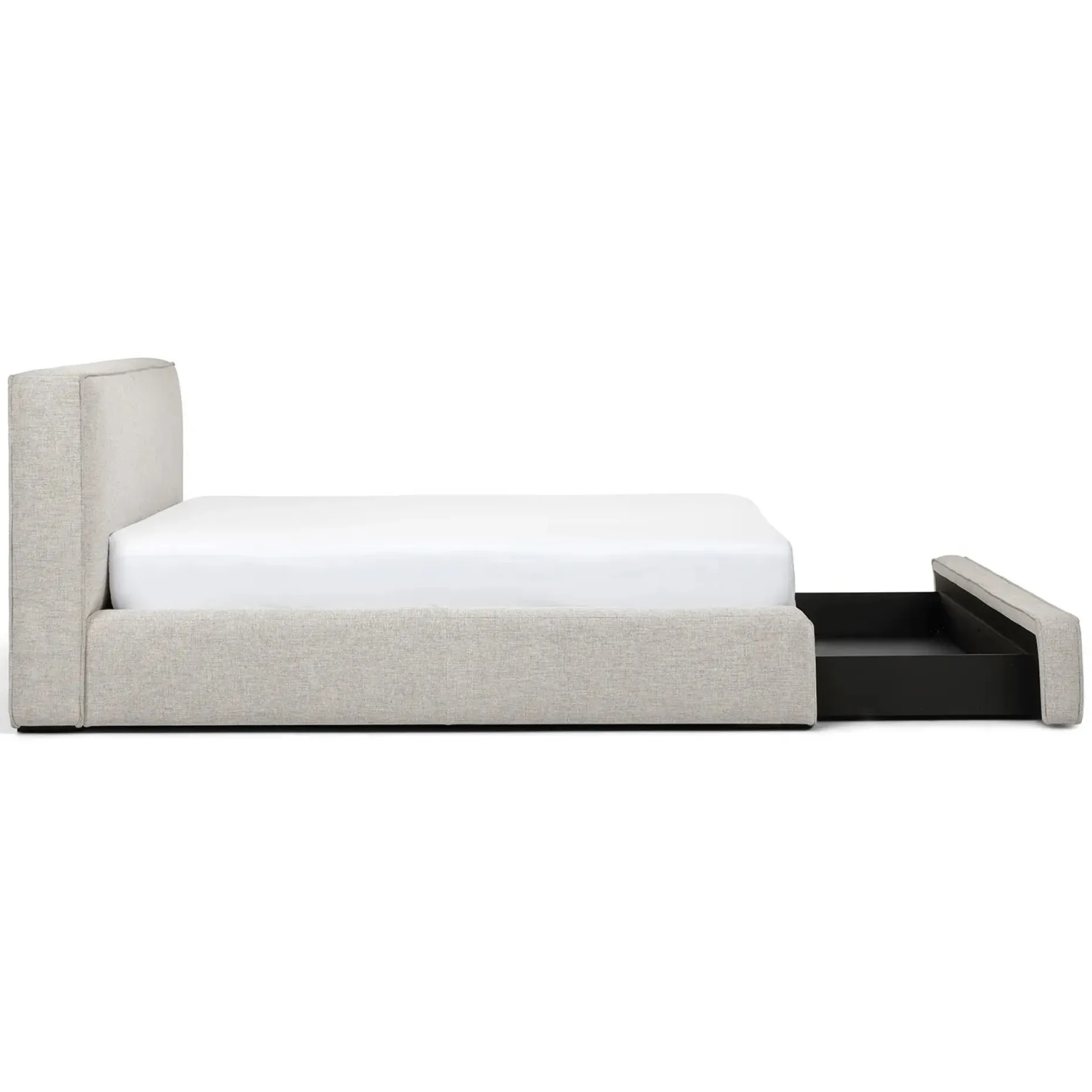 Cigar Queen Upholstered Storage Bed - Birch Ivory