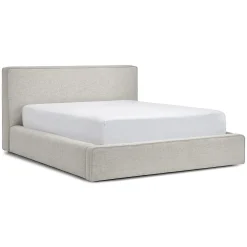 Cigar Queen Upholstered Storage Bed - Birch Ivory