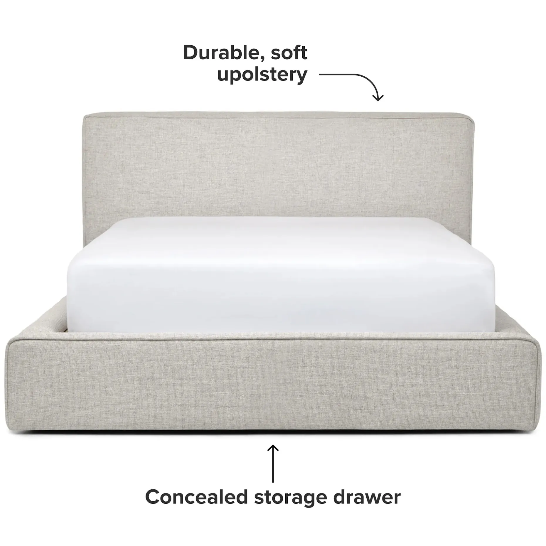 Cigar Queen Upholstered Storage Bed - Birch Ivory