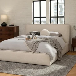 Cigar Queen Upholstered Storage Bed - Ankara Ivory
