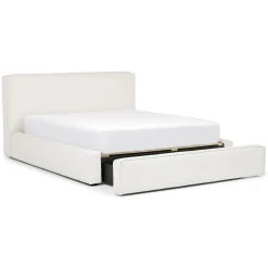 Cigar Queen Upholstered Storage Bed - Ankara Ivory