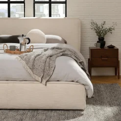 Cigar Queen Upholstered Storage Bed - Ankara Ivory