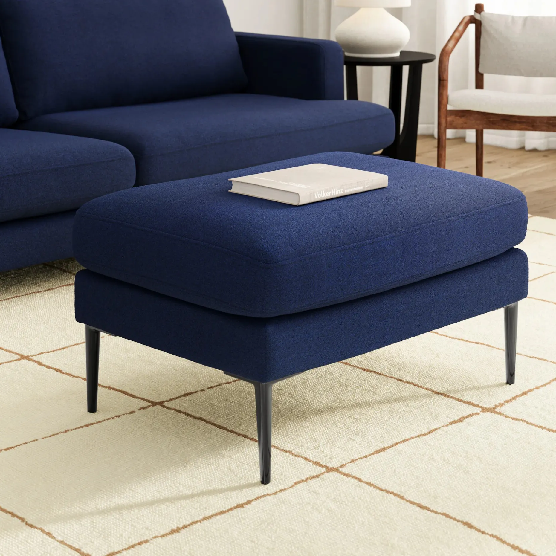 Cillian 33" Ottoman - Ratine Navy