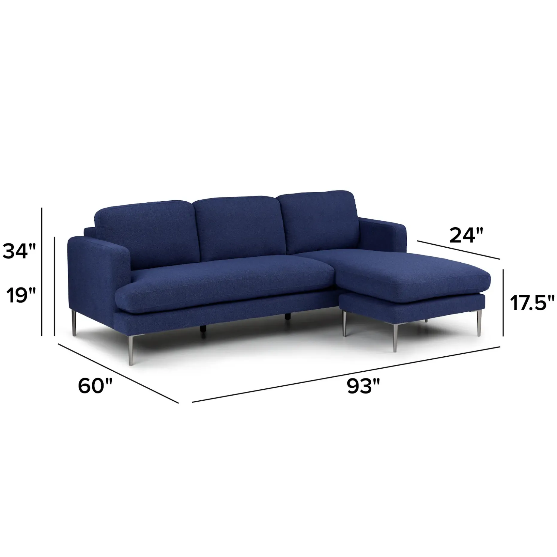 Cillian 93" Reversible Sectional - Ratine Navy