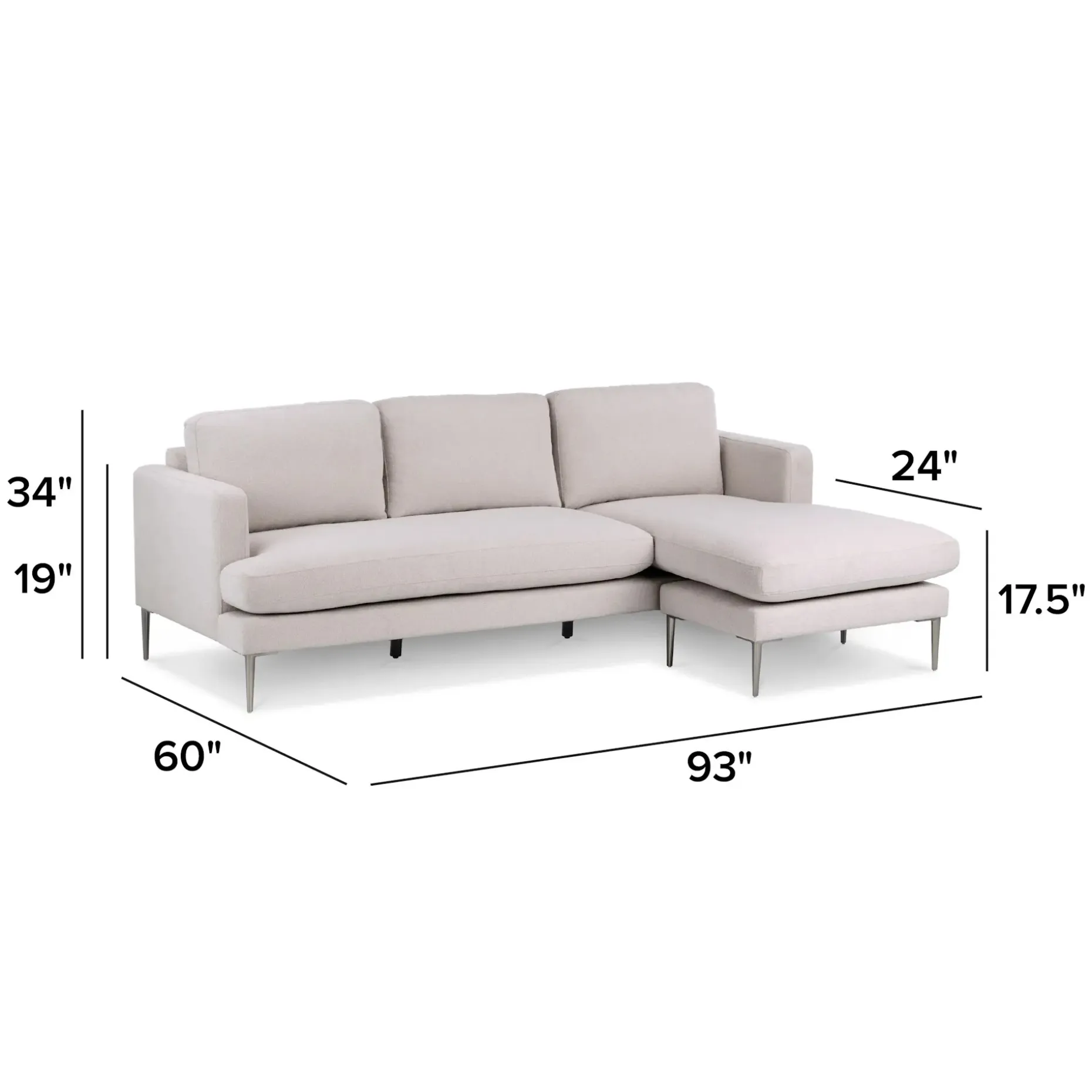Cillian 93" Reversible Sectional - Ratine Ivory