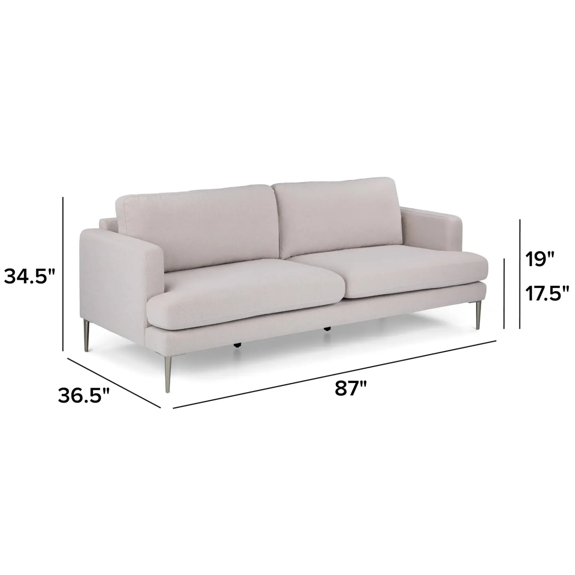 Cillian 87" Sofa - Ratine Ivory