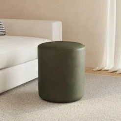 Cilo 16" Leather Ottoman - Charme Green
