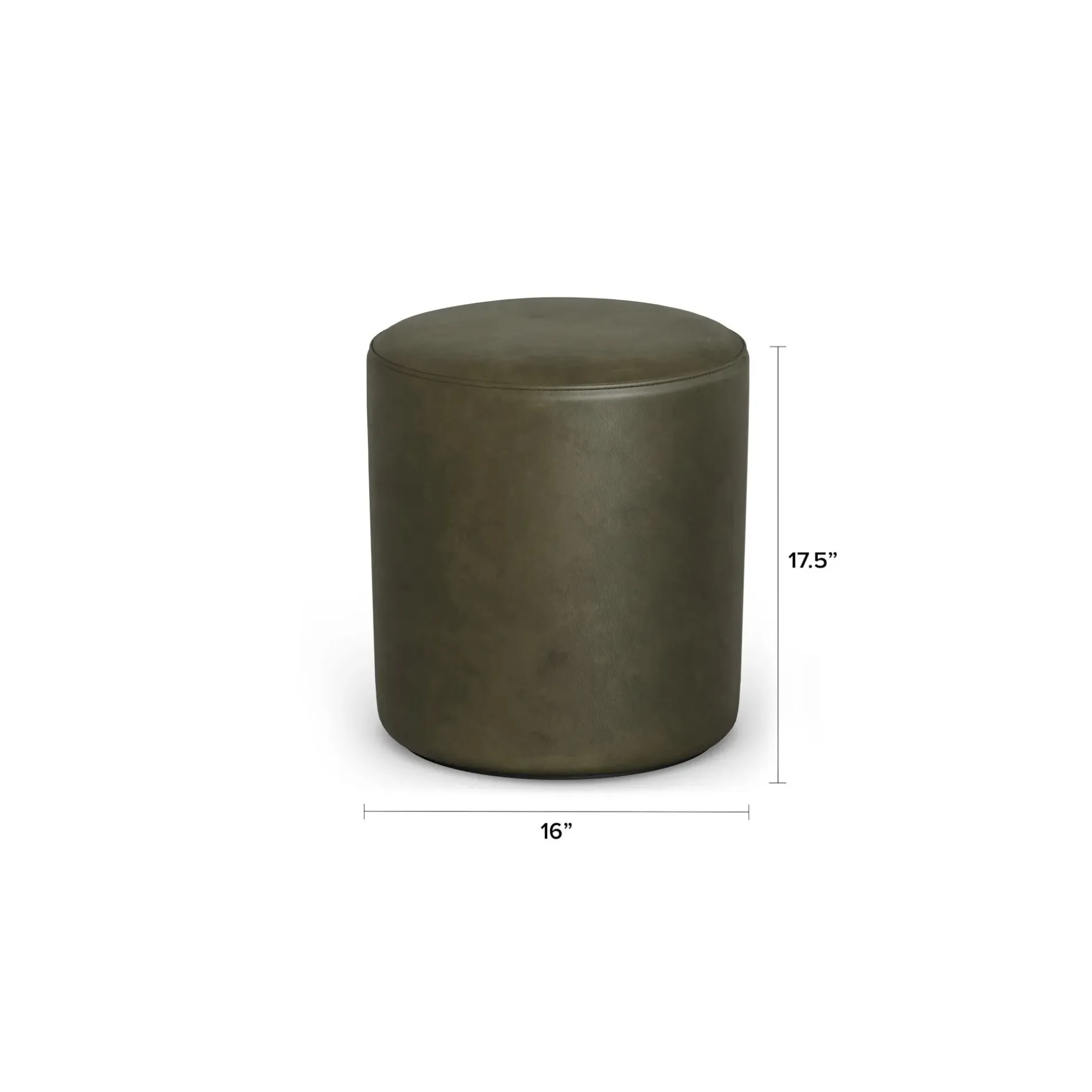 Cilo 16" Leather Ottoman - Charme Green