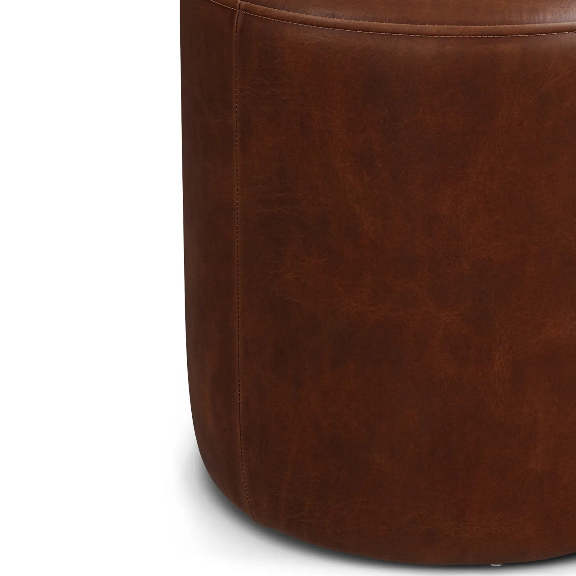 Cilo 16" Leather Ottoman - Indiana Brown