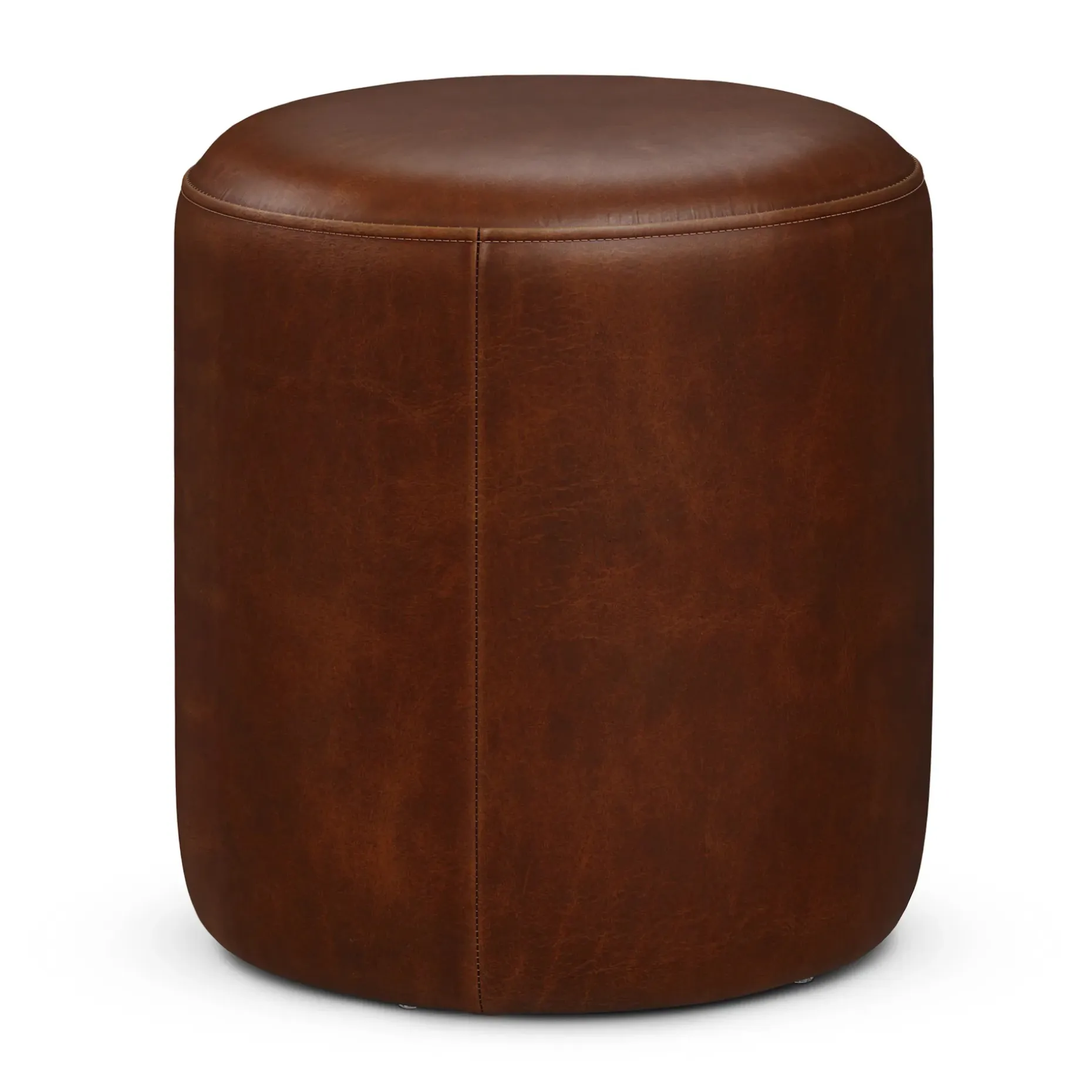 Cilo 16" Leather Ottoman - Indiana Brown