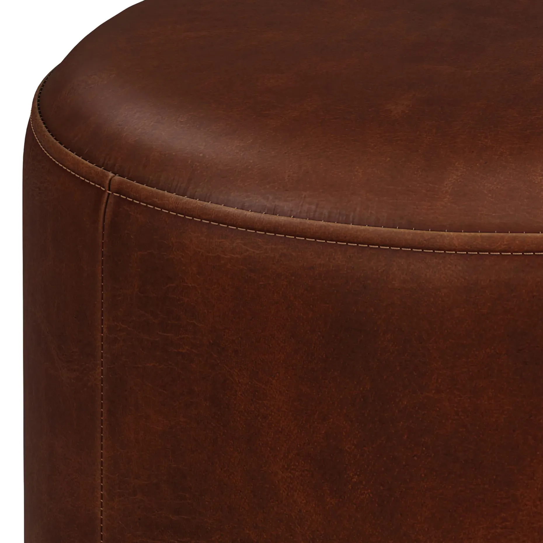 Cilo 16" Leather Ottoman - Indiana Brown