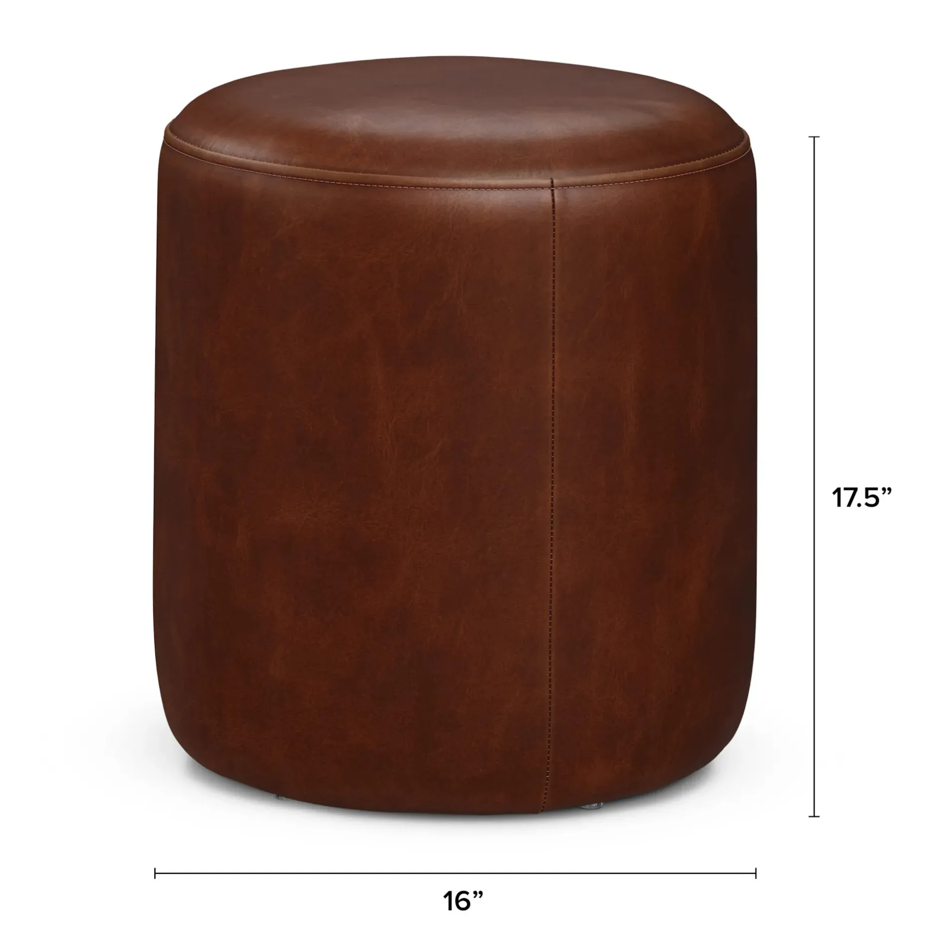 Cilo 16" Leather Ottoman - Indiana Brown
