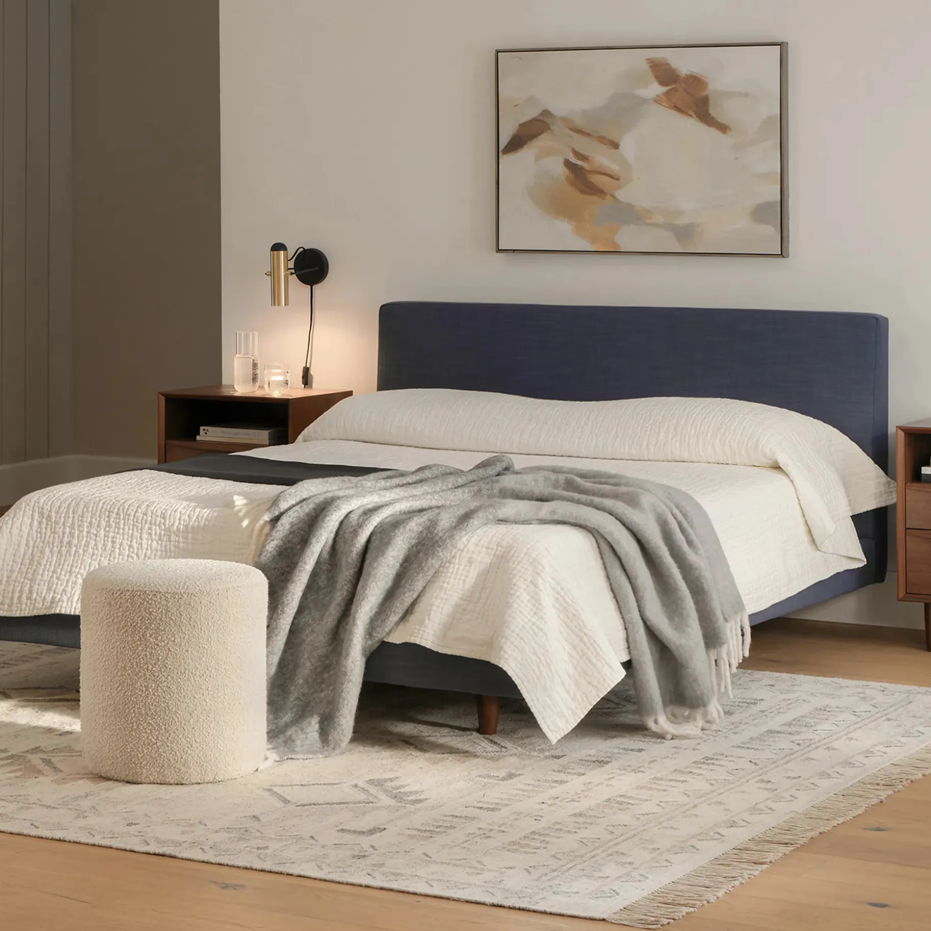 Cilo 16" Ottoman - Ivory Bouclé