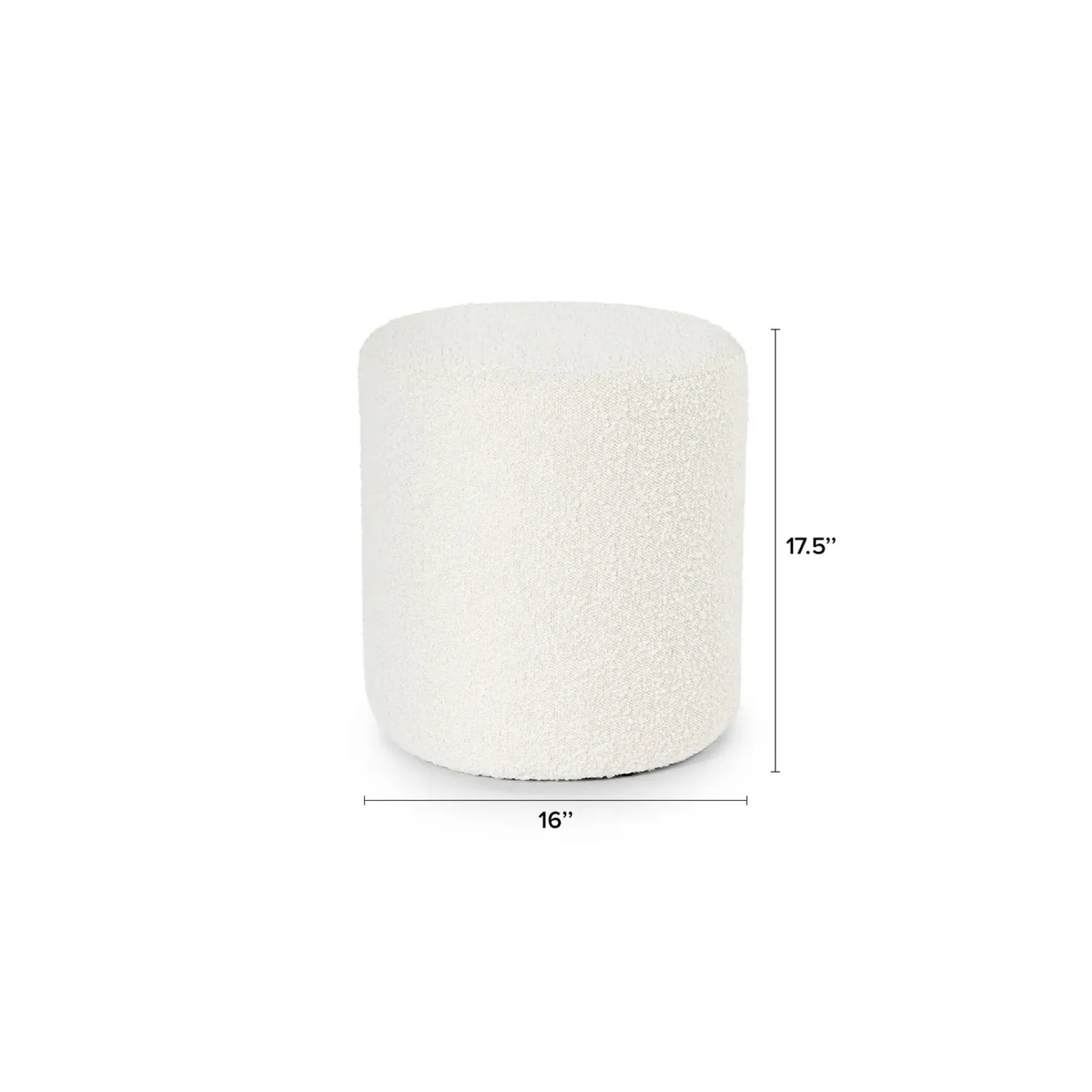 Cilo 16" Ottoman - Ivory Bouclé