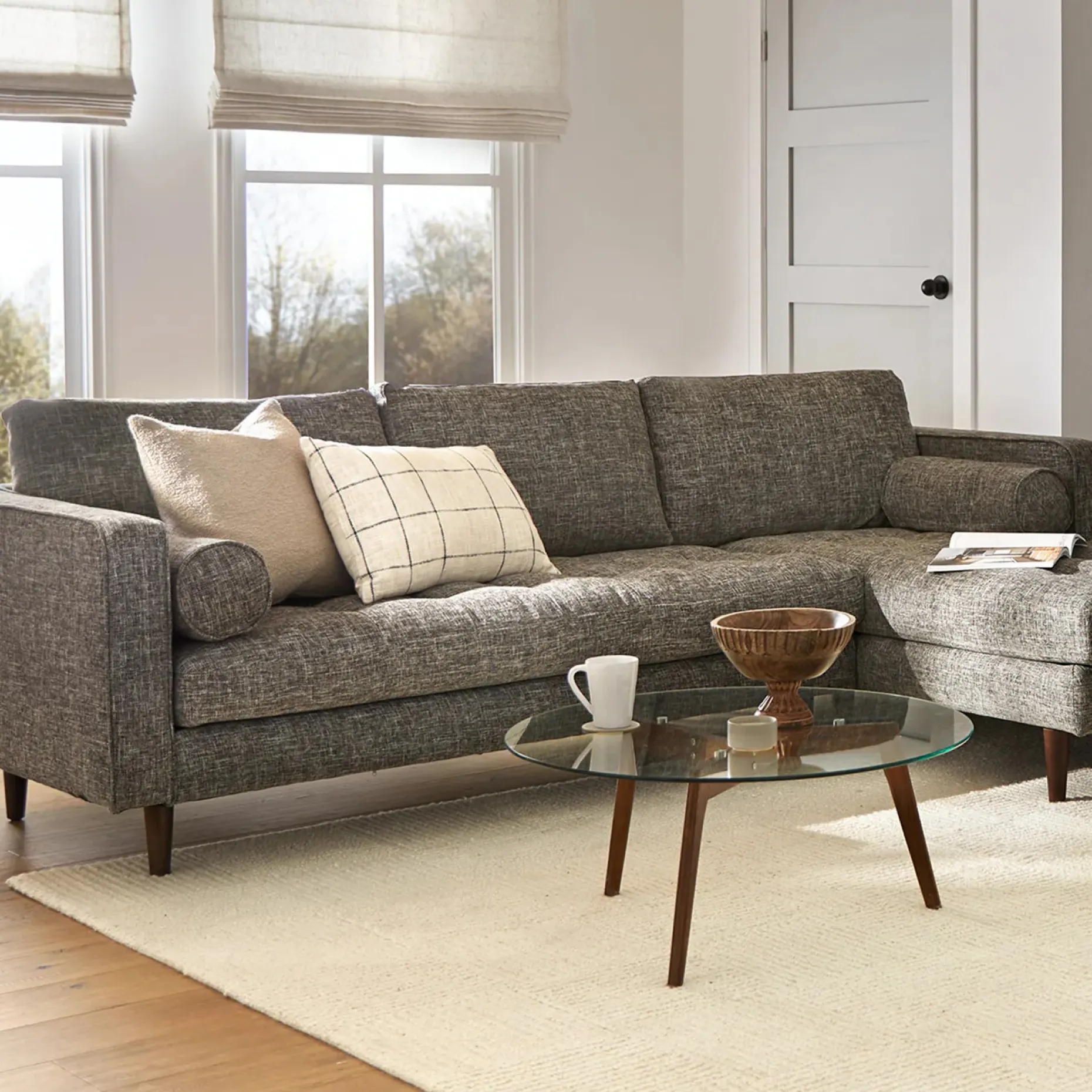 Clarus 31.5" Glass Coffee Table - Walnut