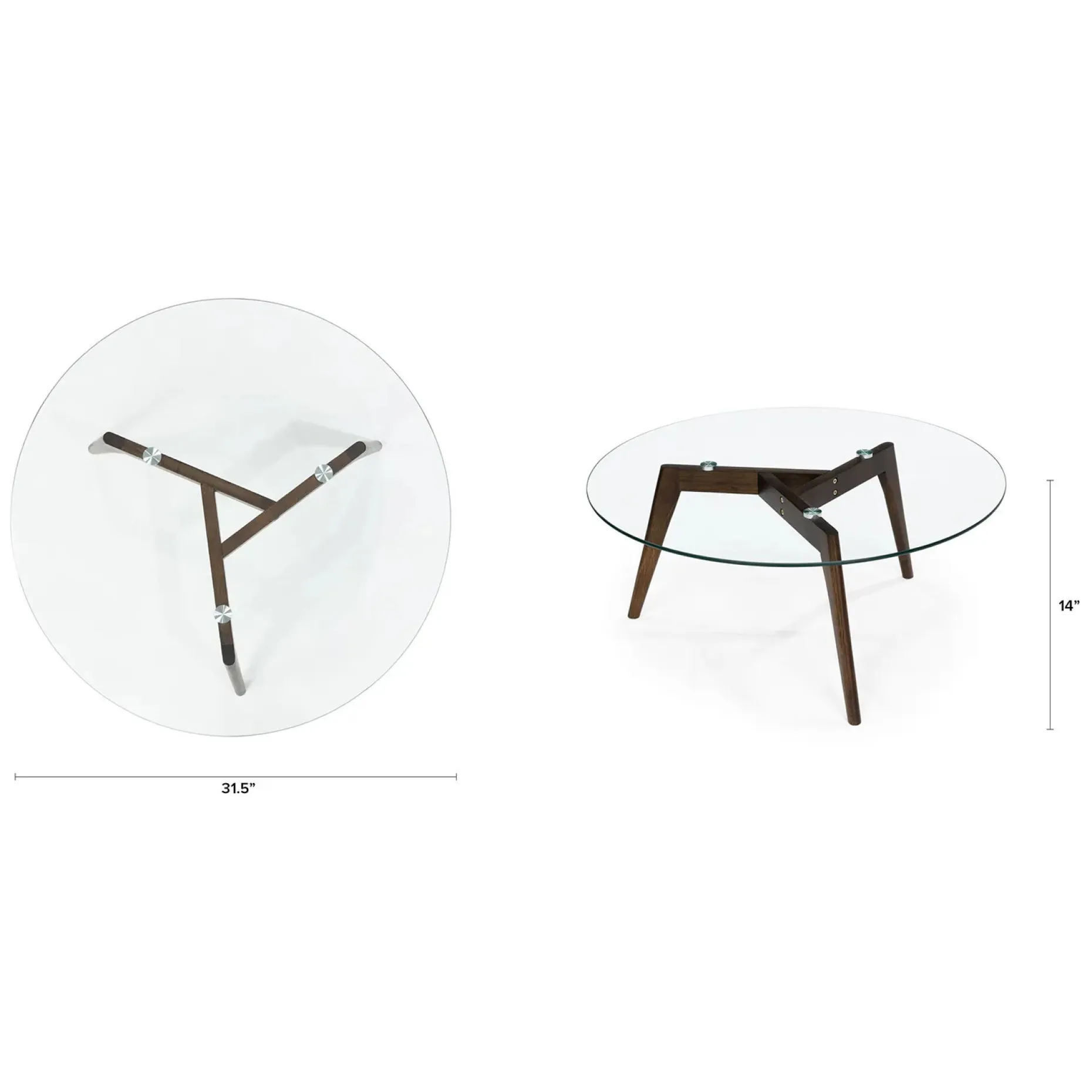 Clarus 31.5" Glass Coffee Table - Walnut