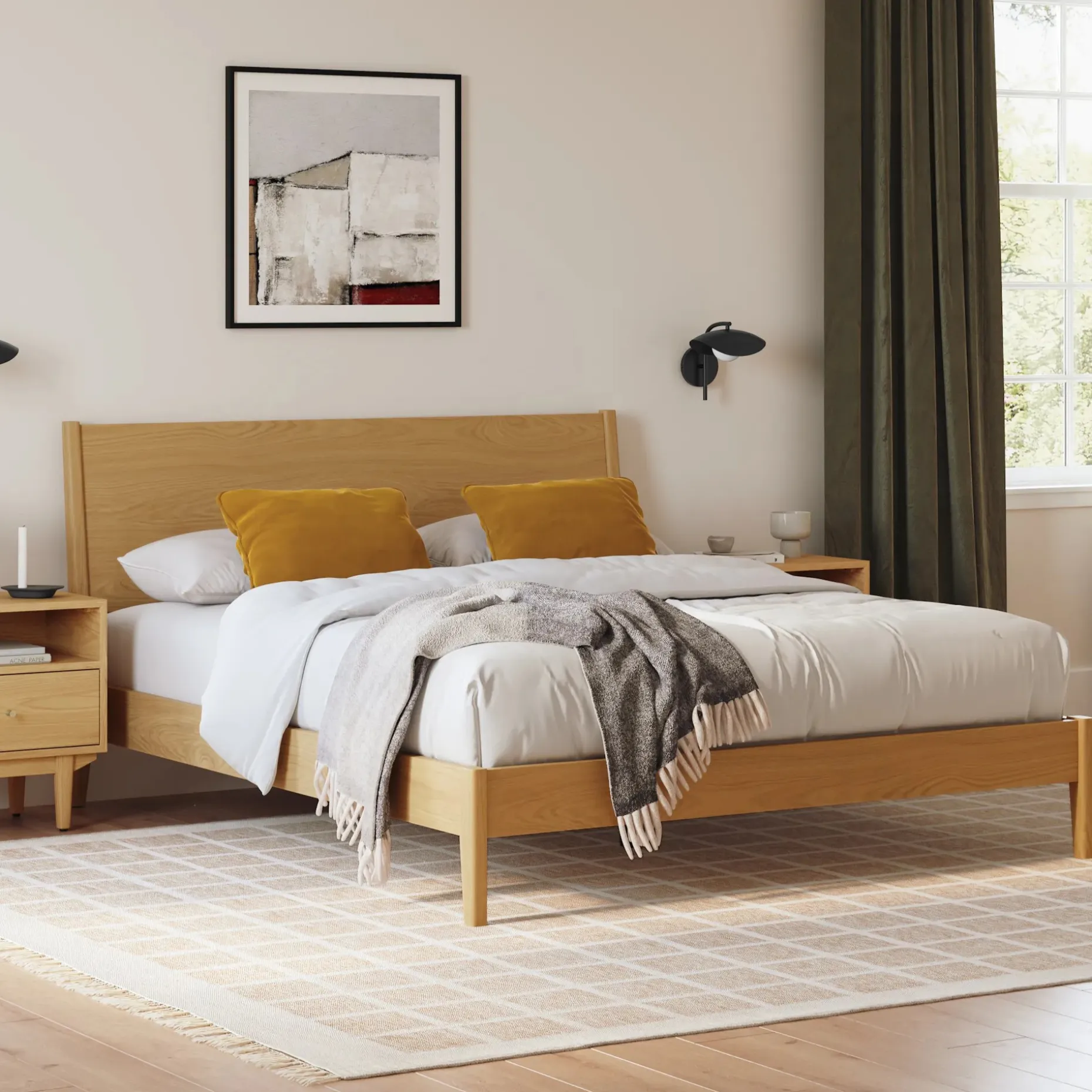 Cooper Queen Low Profile Bed - Natural Oak