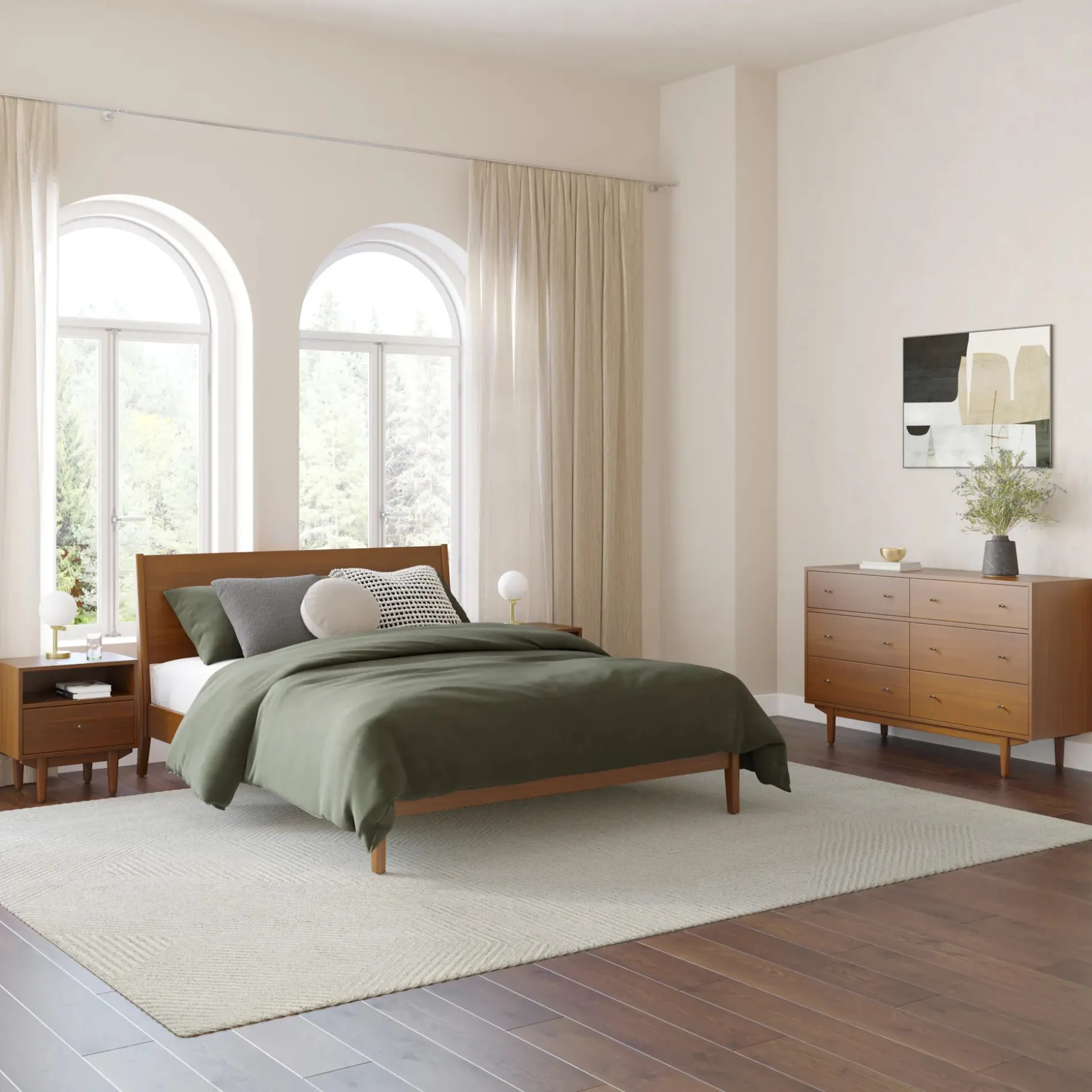 Cooper Queen Low Profile Bed - Walnut