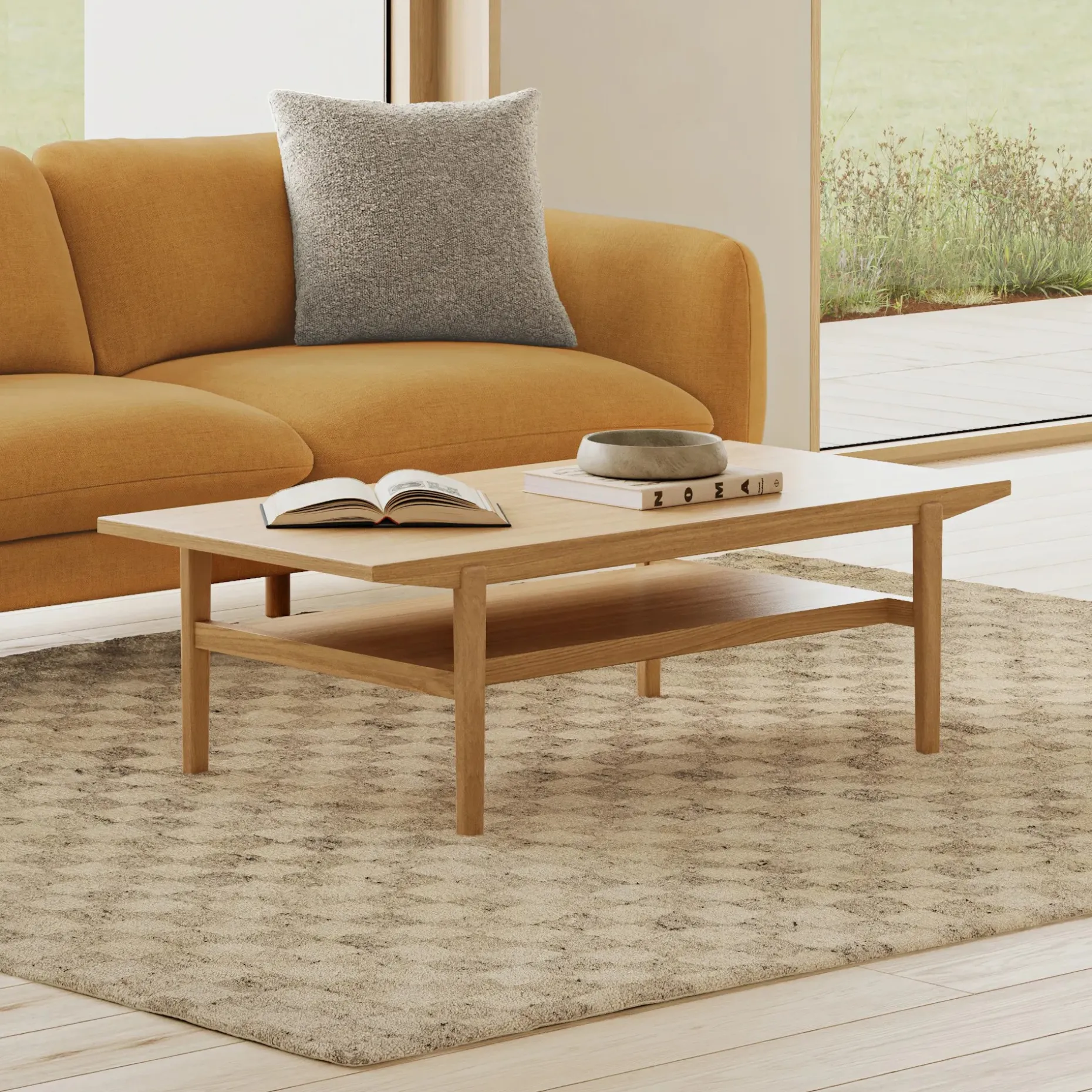 Cooper 51" Rectangular Coffee Table - Natural Oak