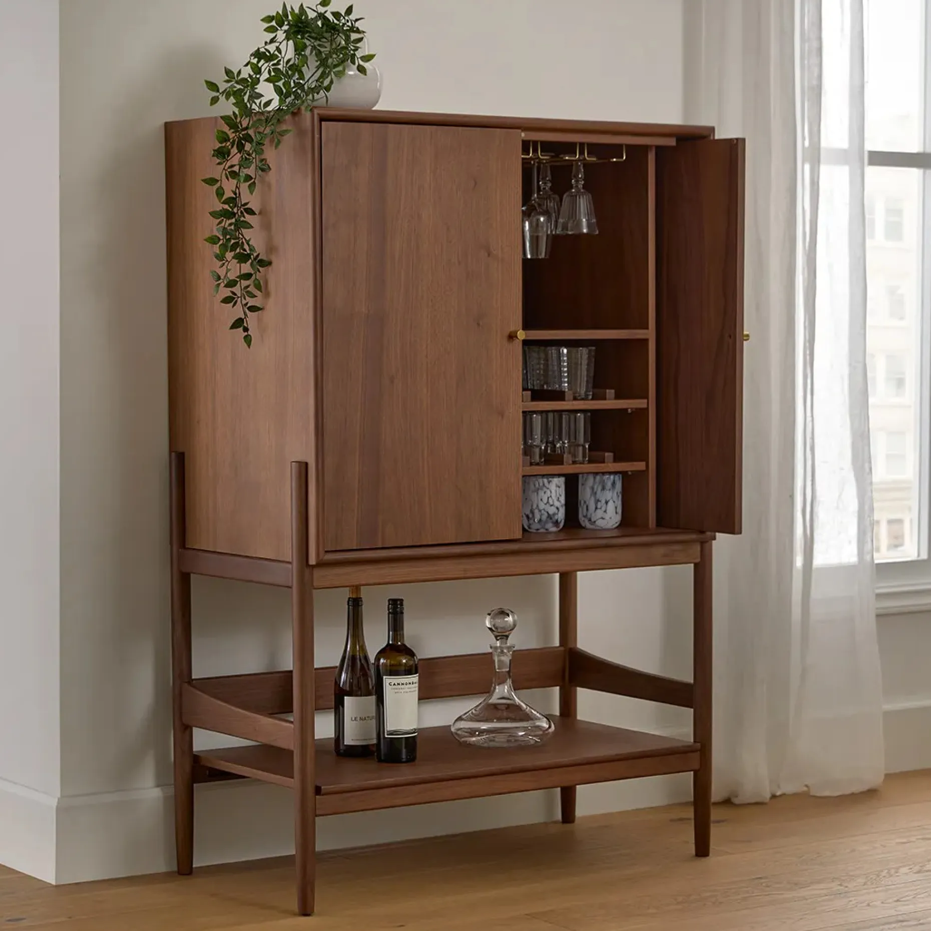 Cotu 37" Bar Cabinet - Walnut