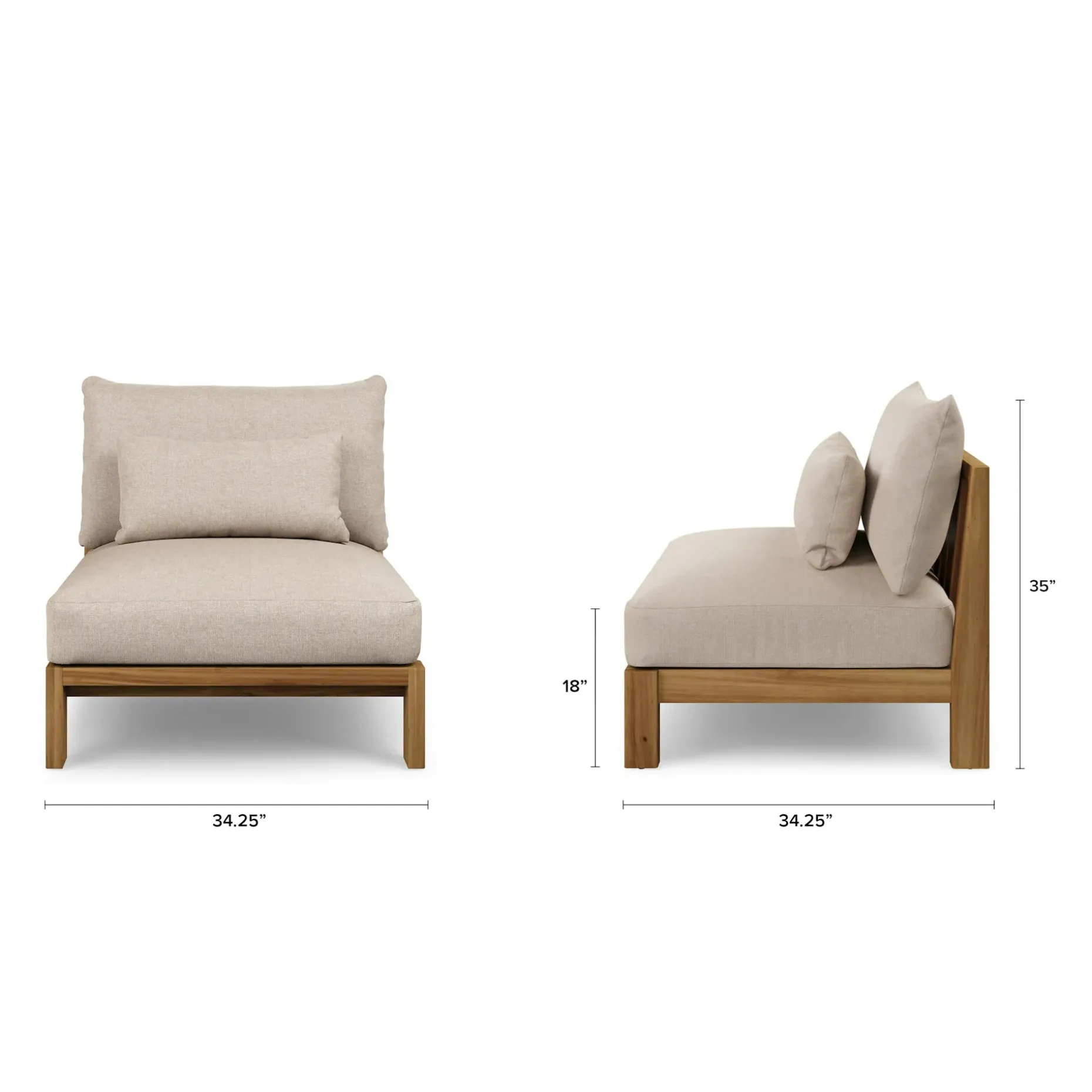 Cove 34.25" Outdoor Armless Chair Module - Basket Beige