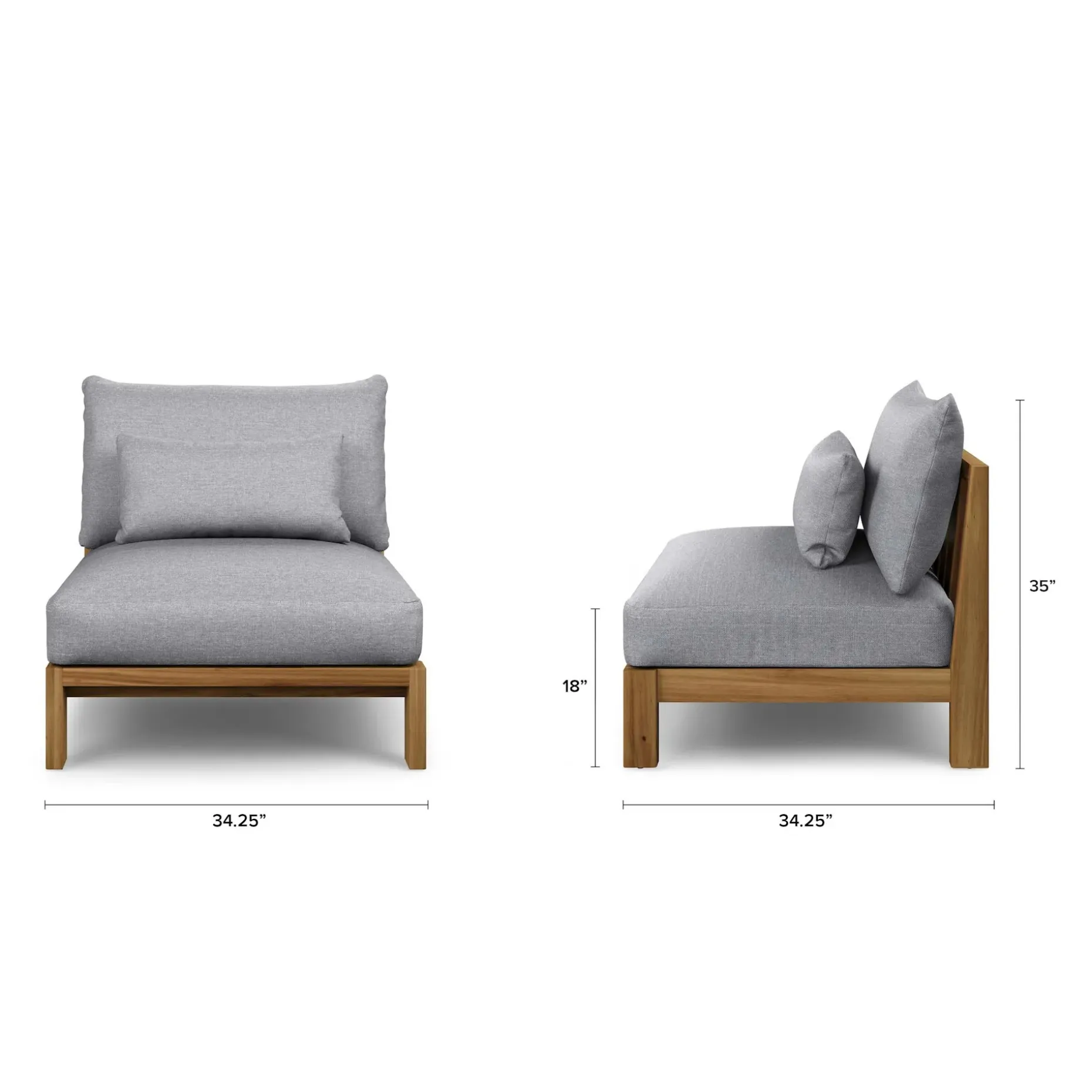 Cove 34.25" Outdoor Armless Chair Module - Basket Gray