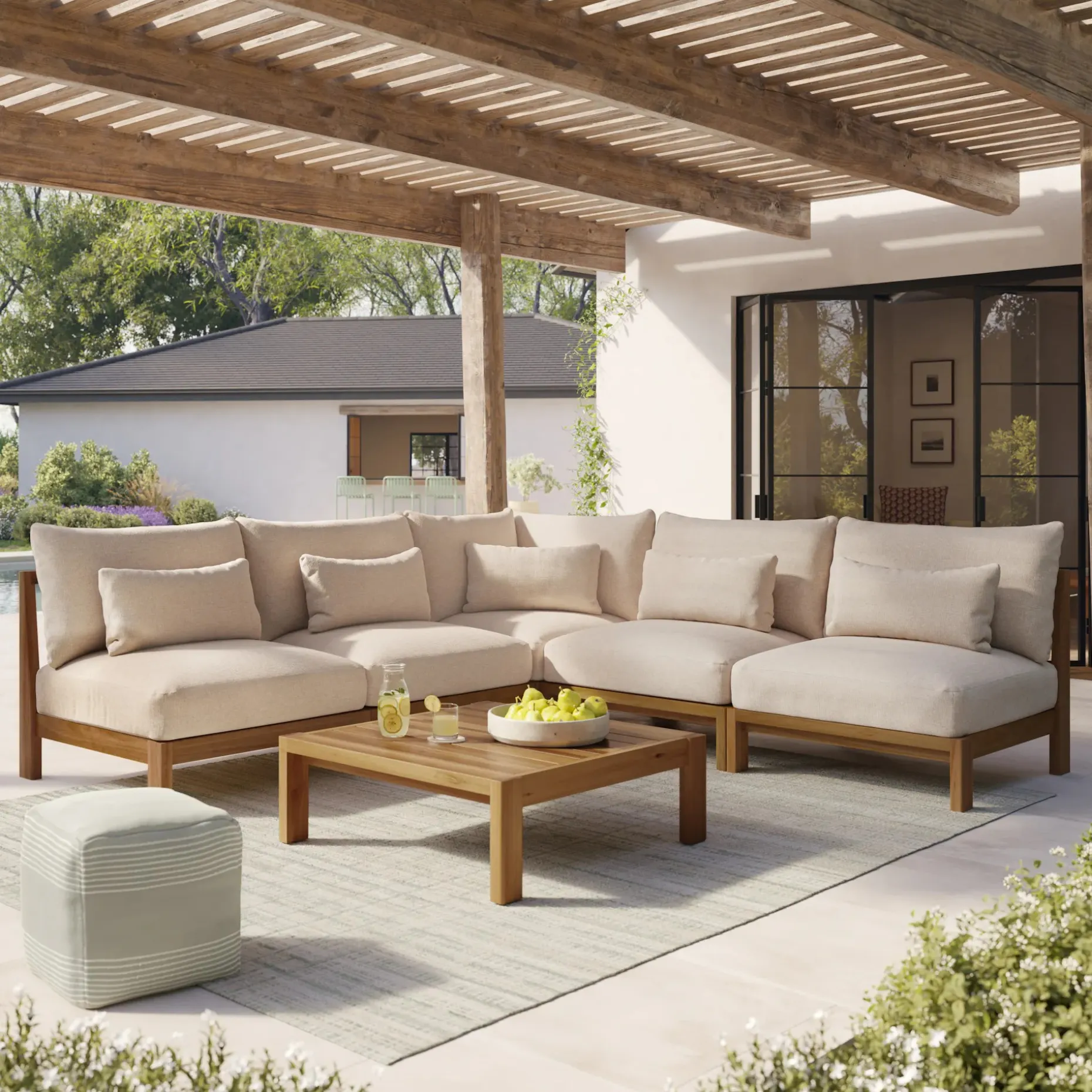 Cove 102.75" Outdoor Armless Modular Sectional - Basket Beige