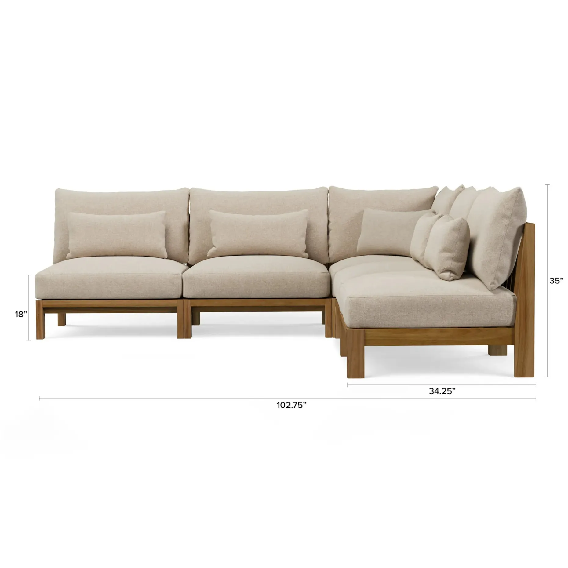 Cove 102.75" Outdoor Armless Modular Sectional - Basket Beige