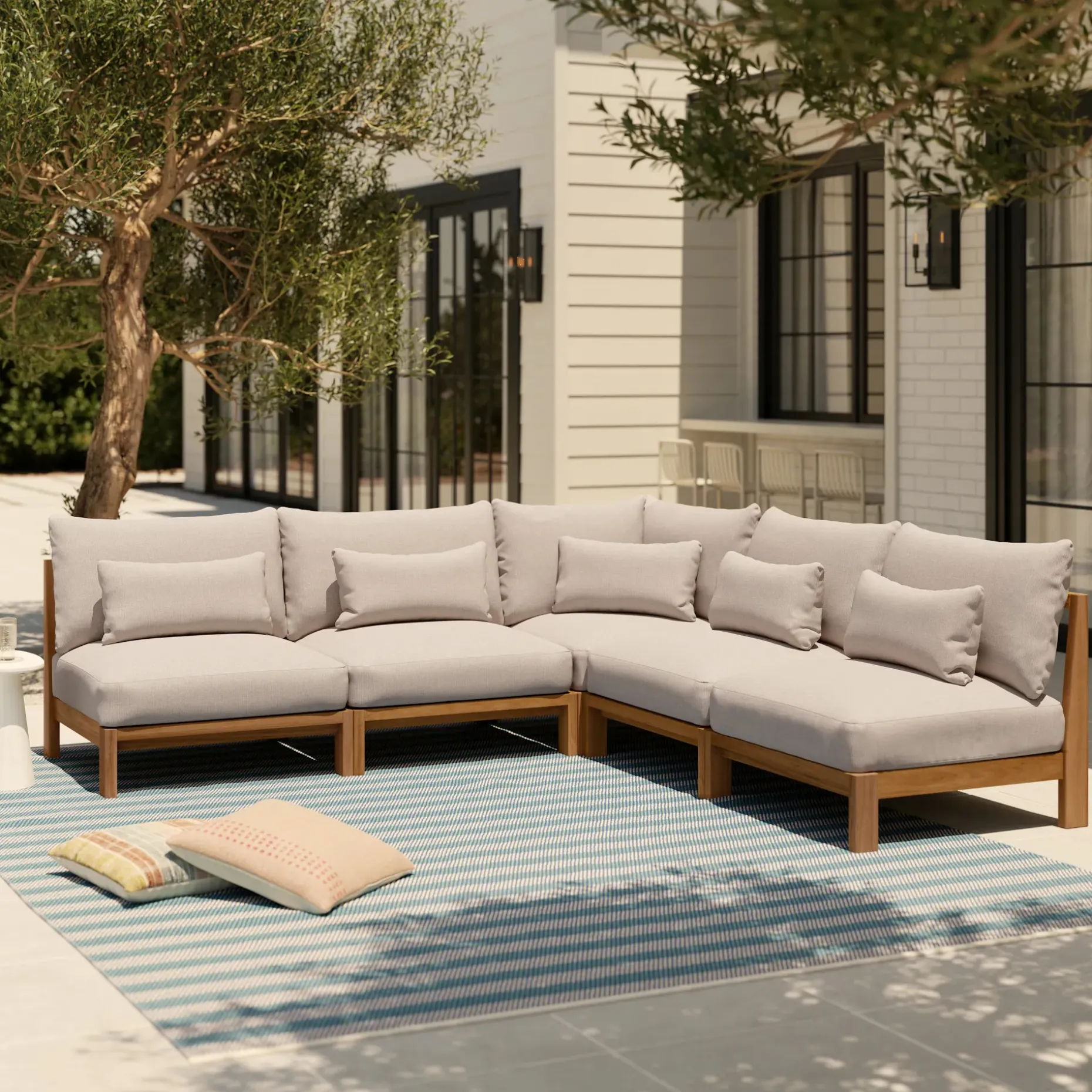 Cove 102.75" Outdoor Armless Modular Sectional - Basket Beige