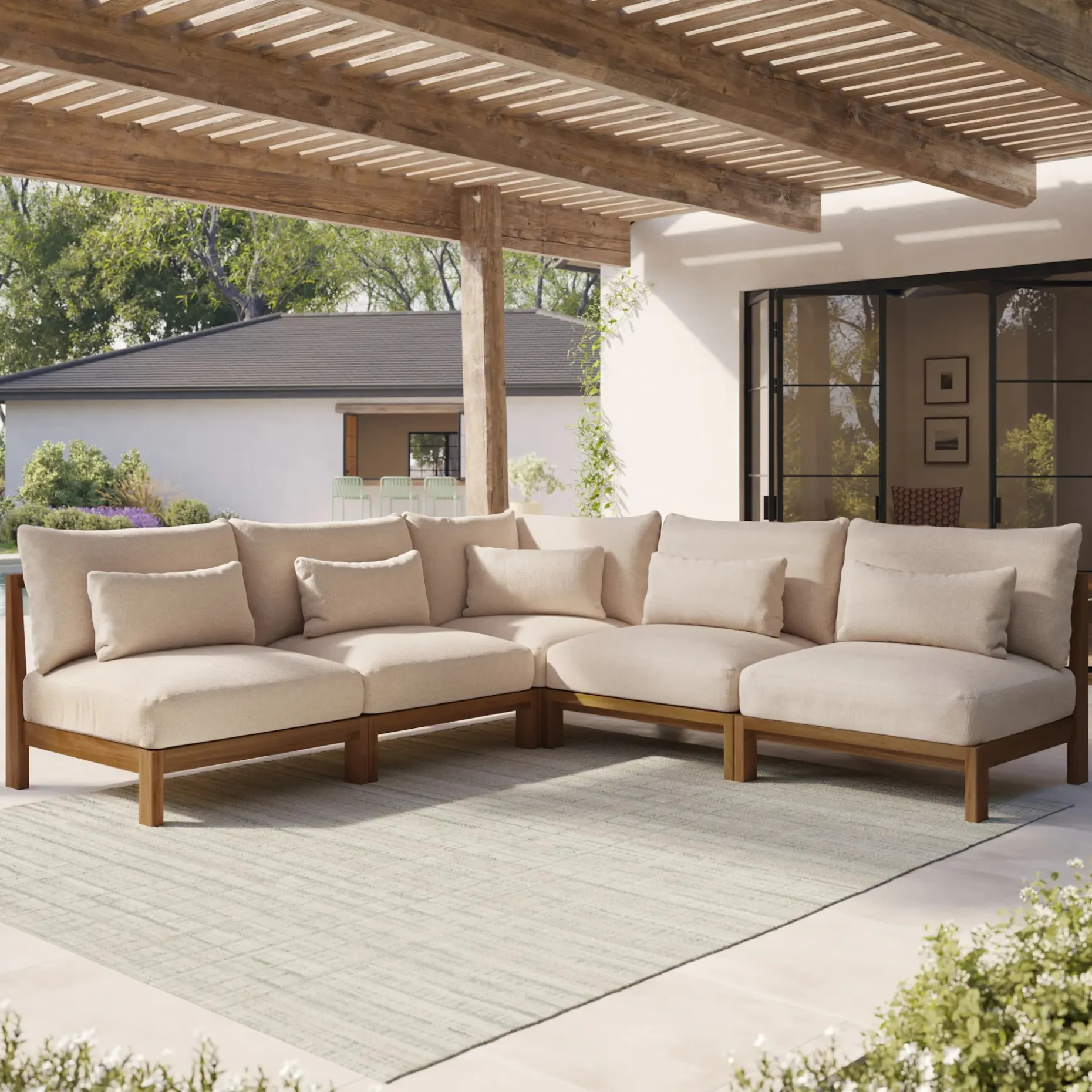 Cove 102.75" Outdoor Armless Modular Sectional - Basket Beige