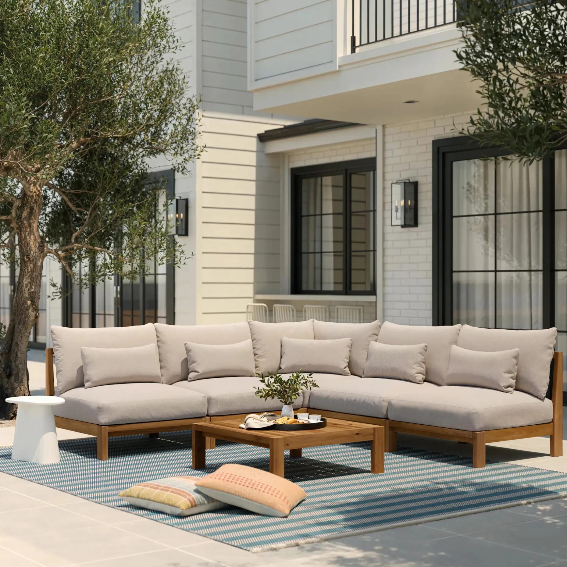 Cove 102.75" Outdoor Armless Modular Sectional - Basket Beige