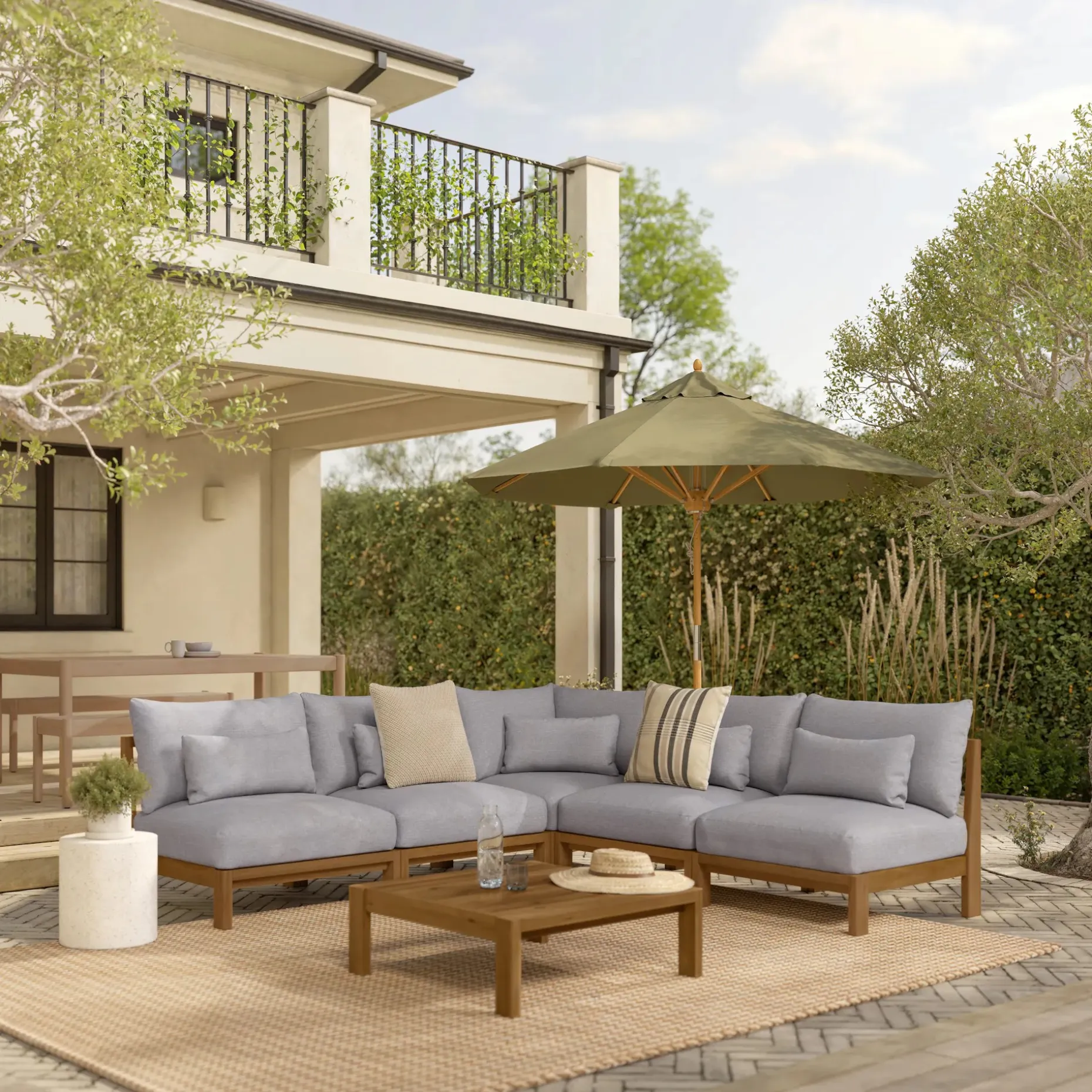 Cove 102.75" Outdoor Armless Modular Sectional - Basket Gray