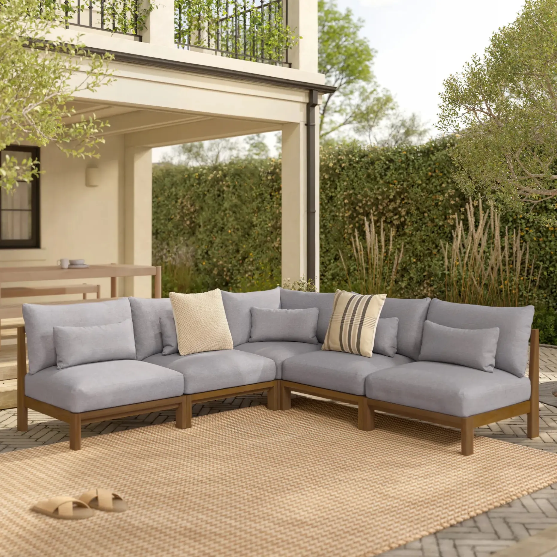 Cove 102.75" Outdoor Armless Modular Sectional - Basket Gray