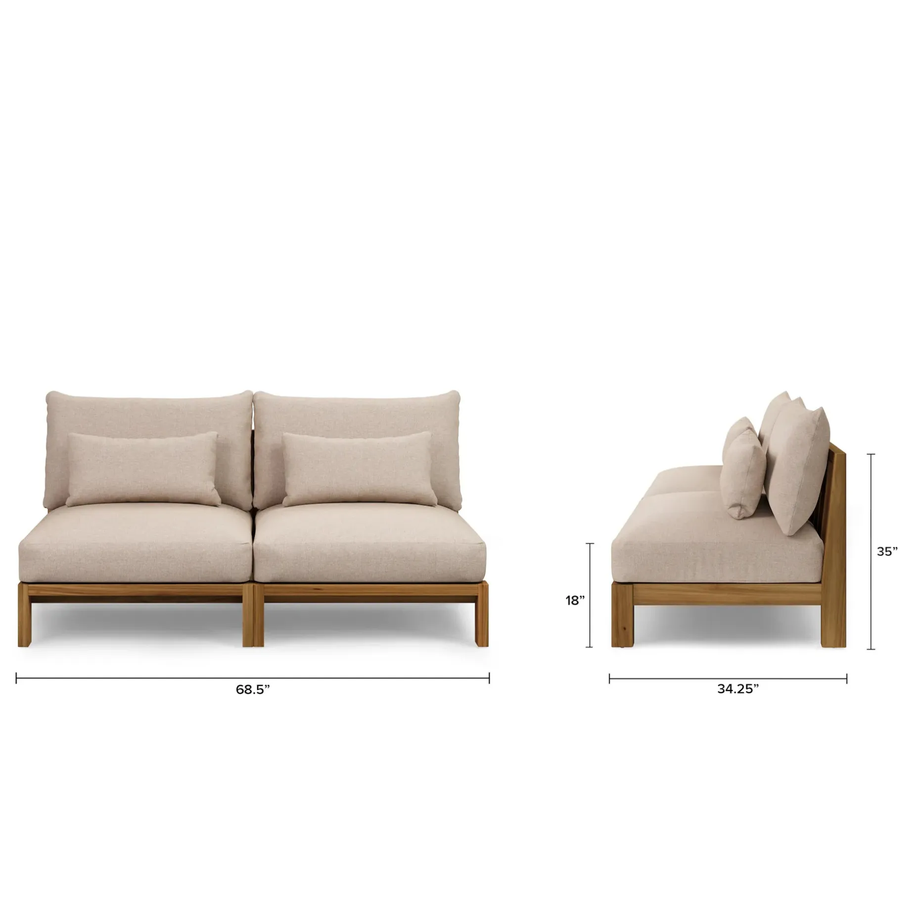 Cove 68.5" Outdoor Armless Modular Loveseat - Basket Beige