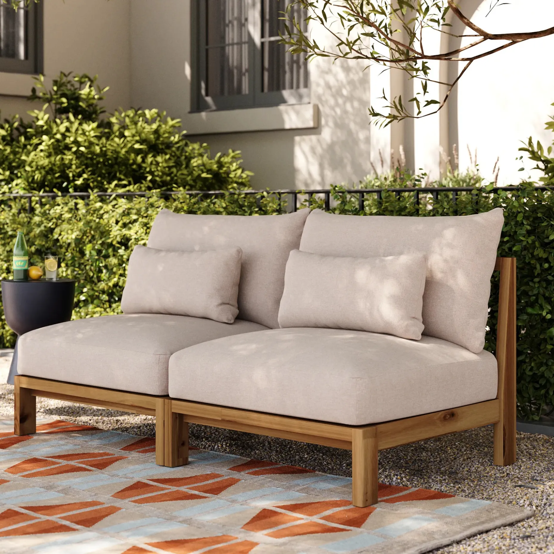 Cove 68.5" Outdoor Armless Modular Loveseat - Basket Beige