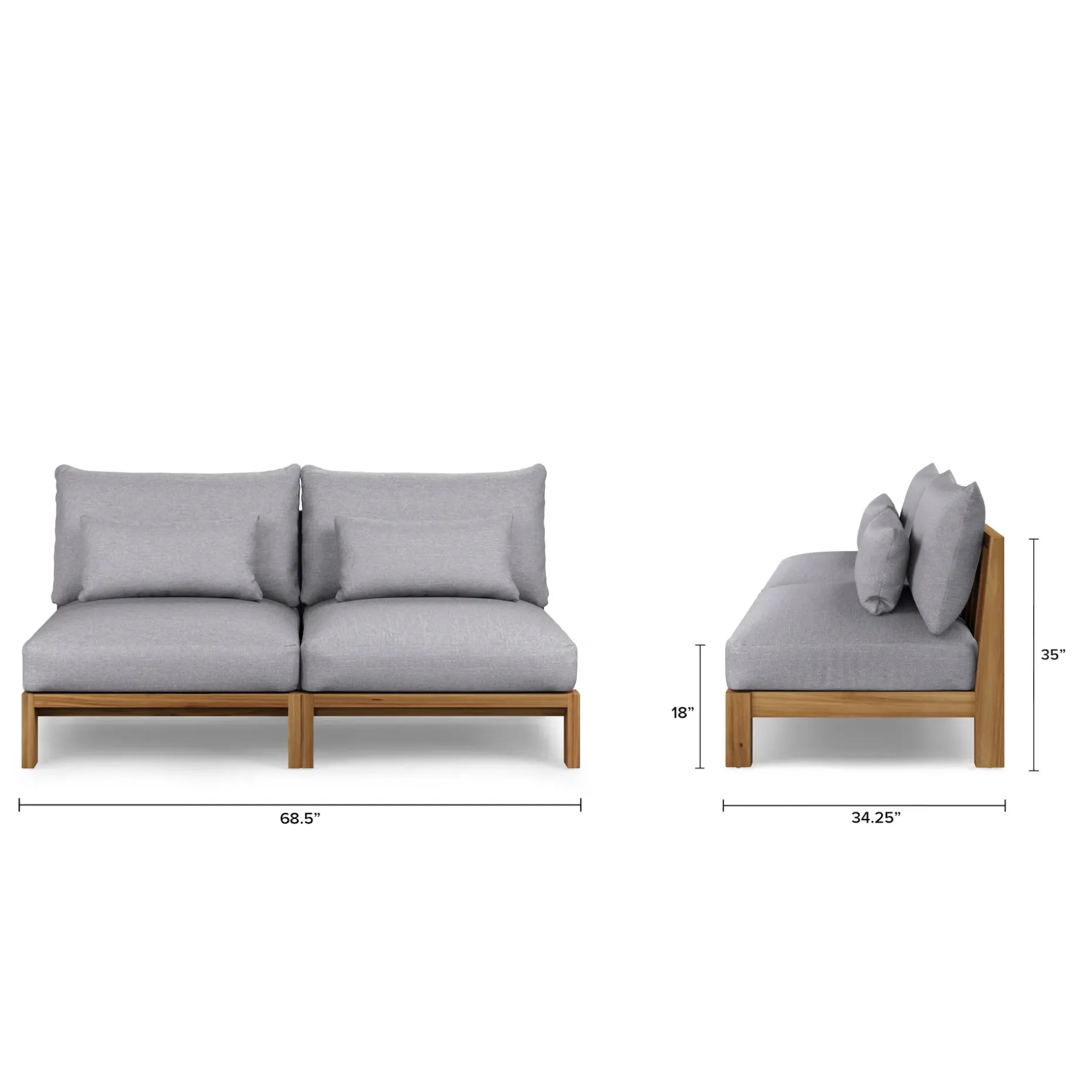Cove 68.5" Outdoor Armless Modular Loveseat - Basket Gray