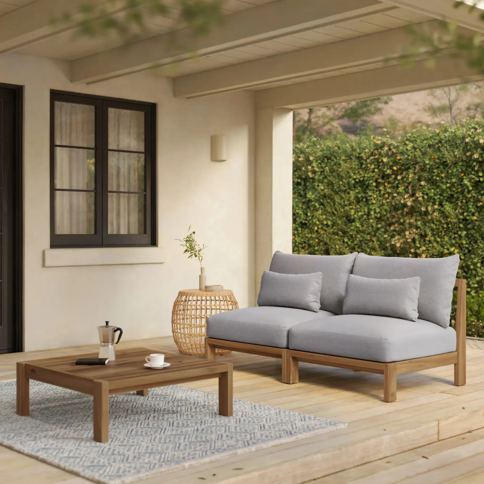 Cove 68.5" Outdoor Armless Modular Loveseat - Basket Gray