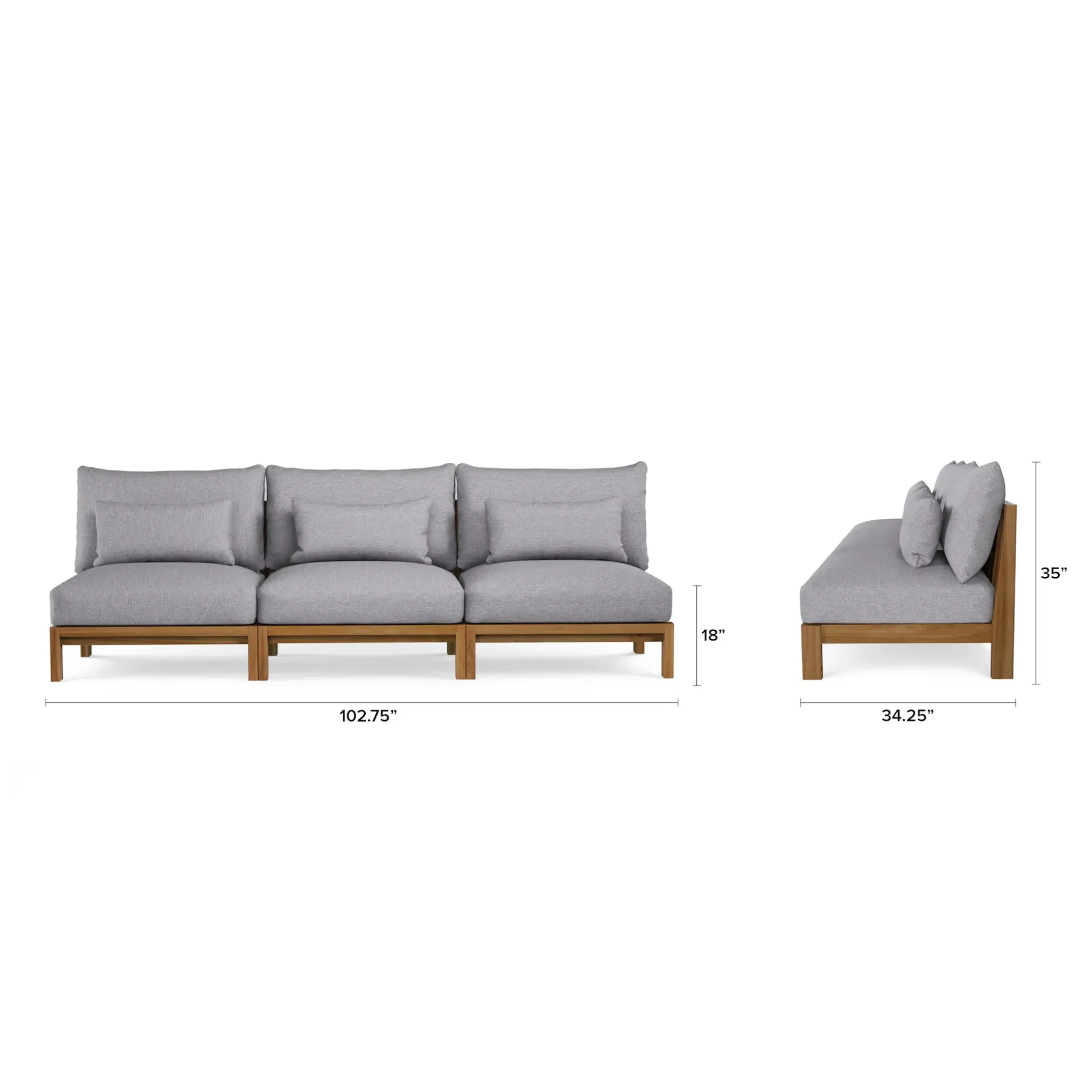Cove 102.75" Outdoor Armless Modular Sofa - Basket Gray