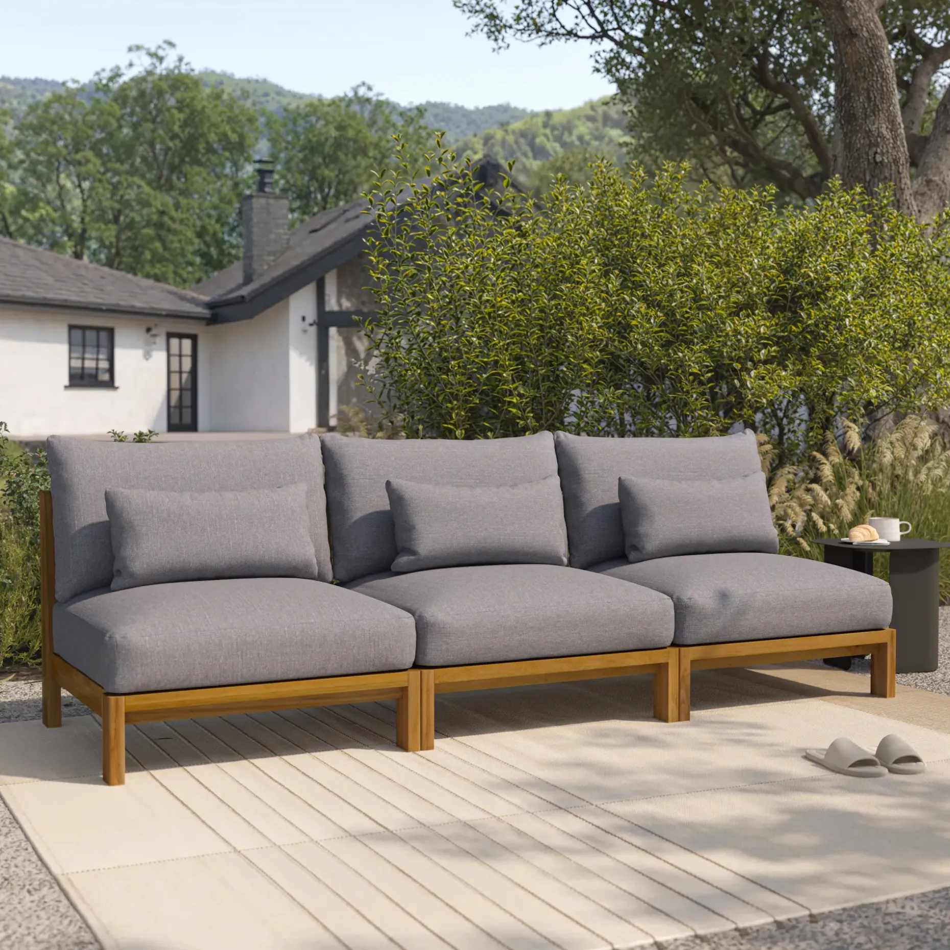 Cove 102.75" Outdoor Armless Modular Sofa - Basket Gray