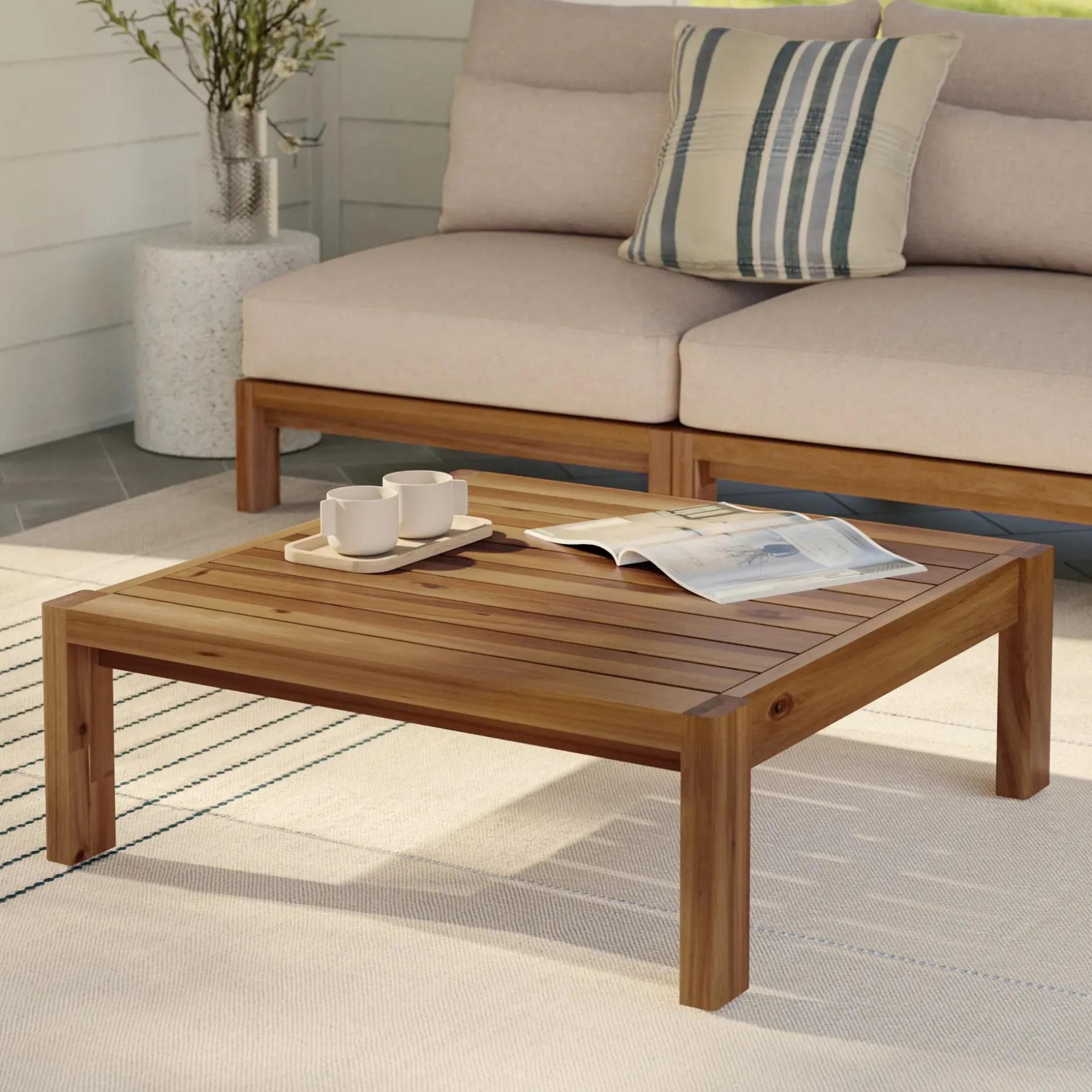 Cove 34.25" Outdoor Coffee Table - Acacia