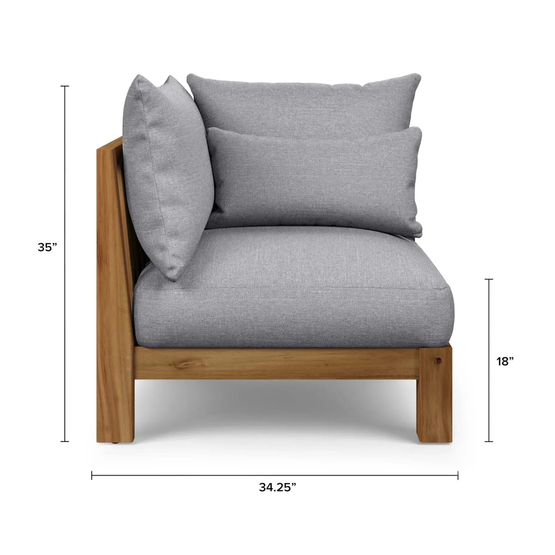 Cove 34.25" Outdoor Corner Chair Module - Basket Gray