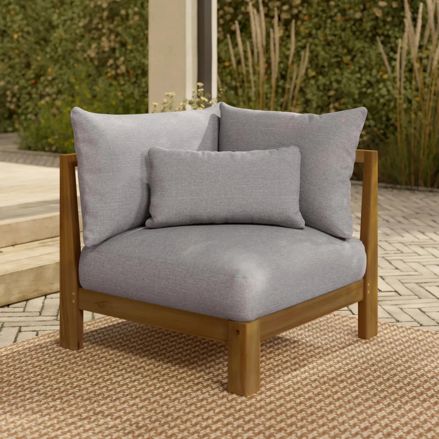 Cove 34.25" Outdoor Corner Chair Module - Basket Gray