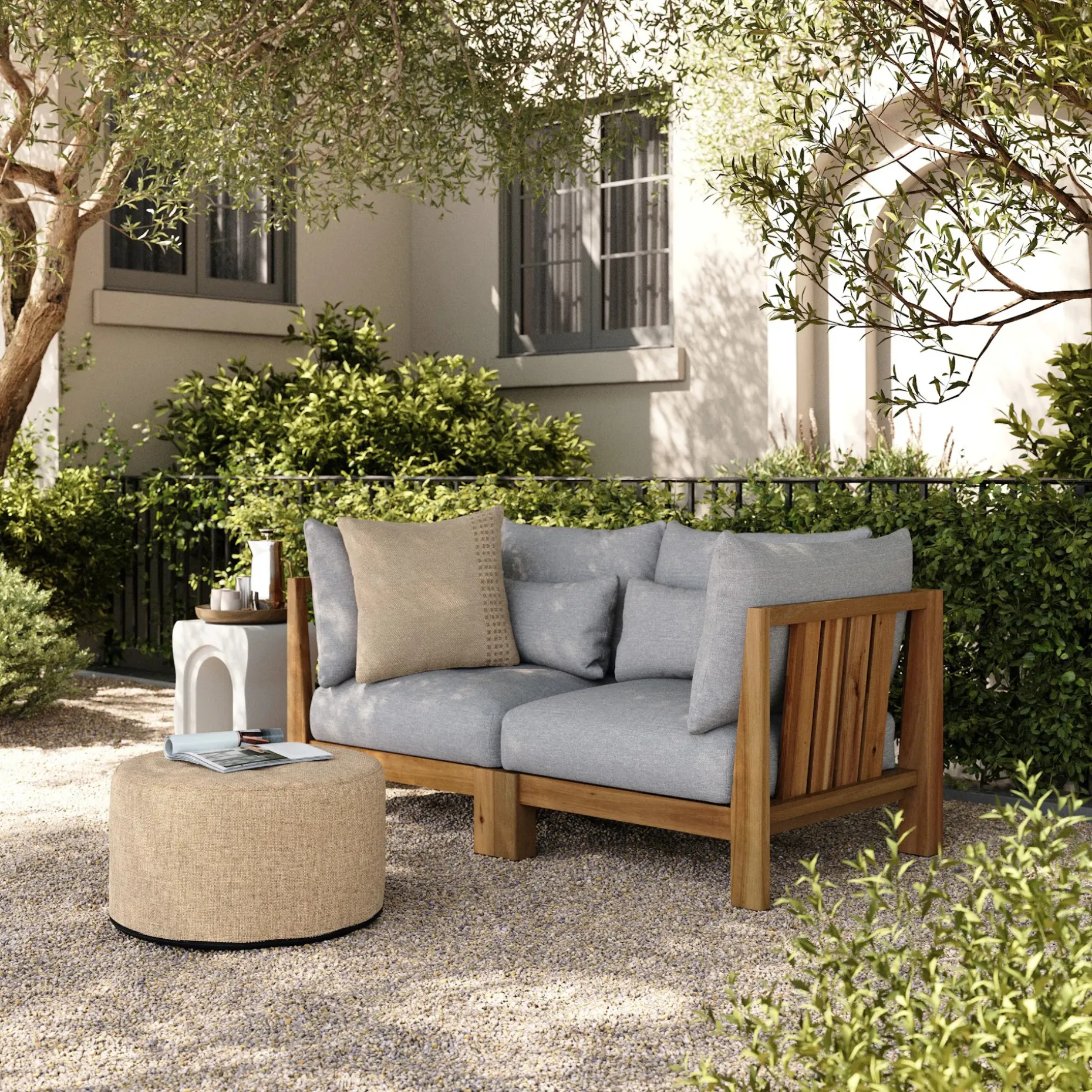 Cove 34.25" Outdoor Corner Chair Module - Basket Gray