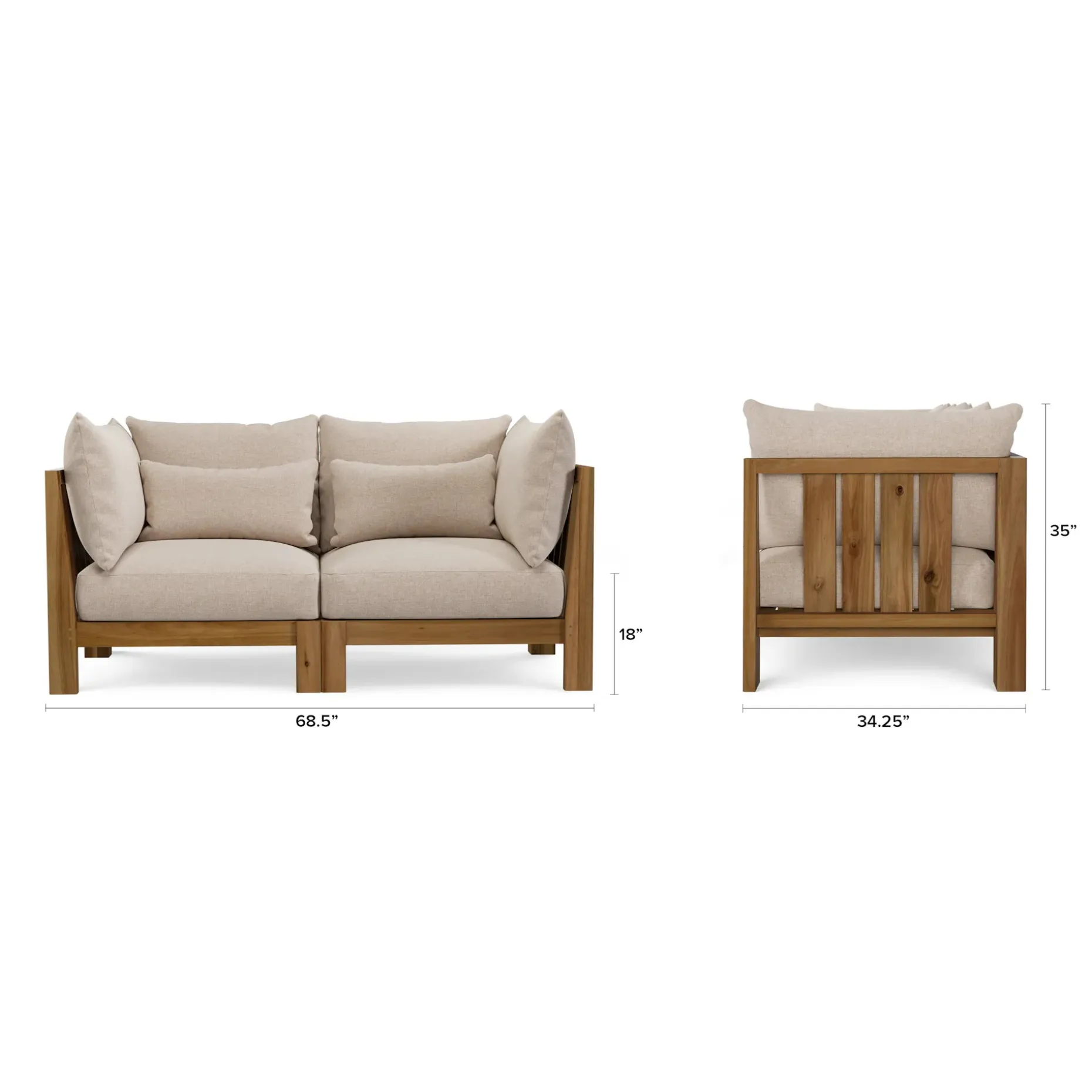 Cove 68.5" Outdoor Modular Loveseat - Basket Beige