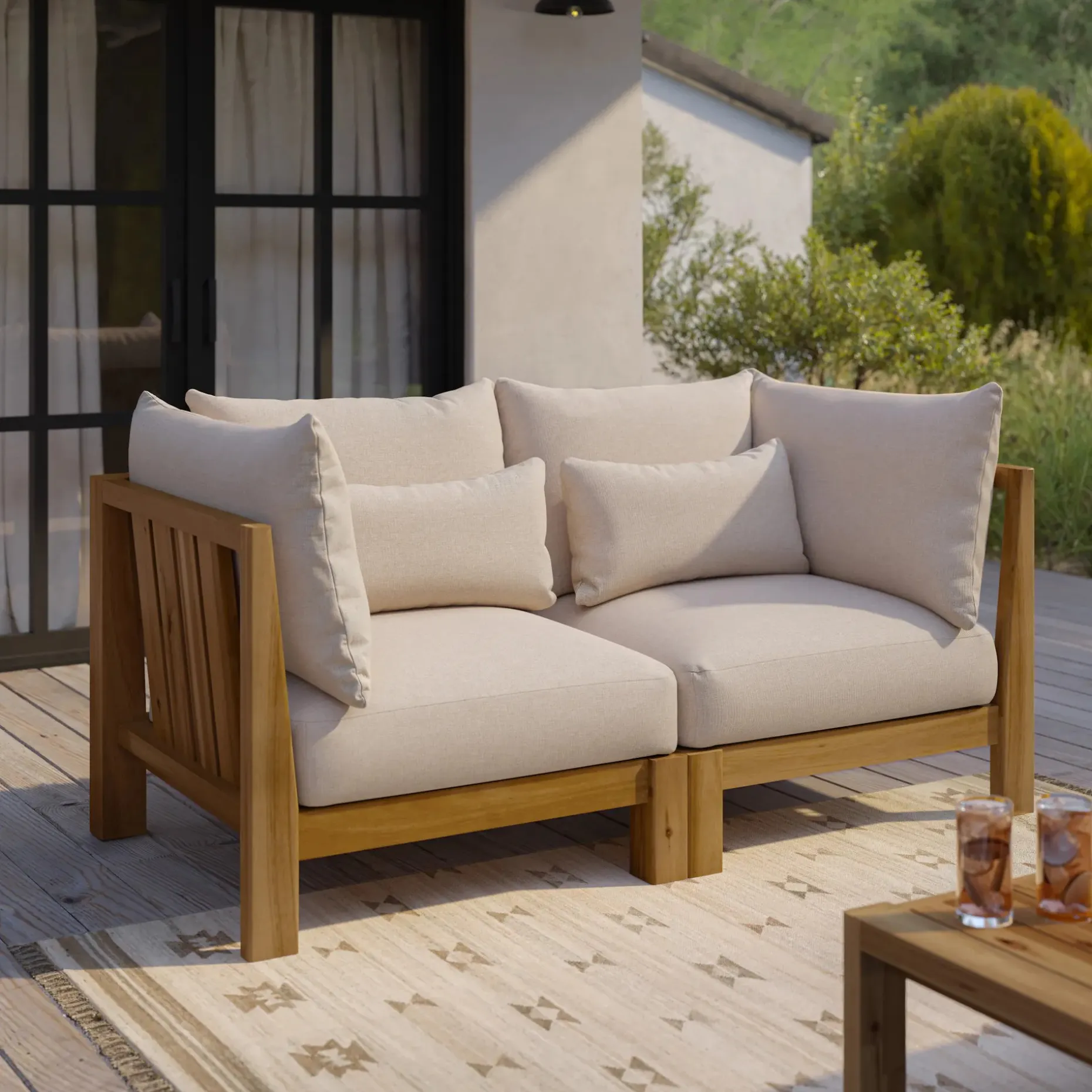 Cove 68.5" Outdoor Modular Loveseat - Basket Beige